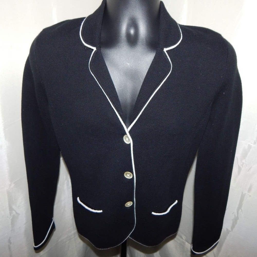 RALPH LAUREN Black 3 Button Knit Blazer Large